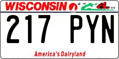 WI license plate 217PYN