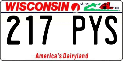 WI license plate 217PYS