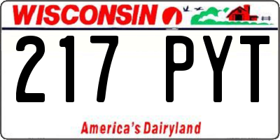 WI license plate 217PYT