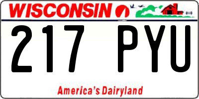 WI license plate 217PYU