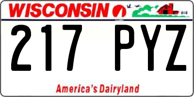 WI license plate 217PYZ