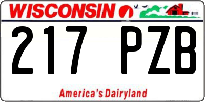 WI license plate 217PZB