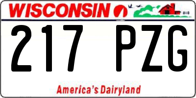 WI license plate 217PZG