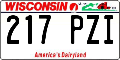 WI license plate 217PZI