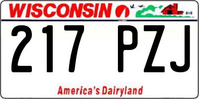 WI license plate 217PZJ
