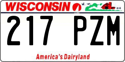 WI license plate 217PZM