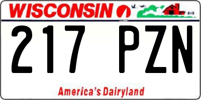 WI license plate 217PZN