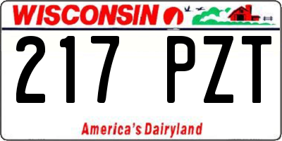 WI license plate 217PZT