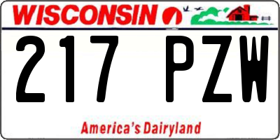 WI license plate 217PZW