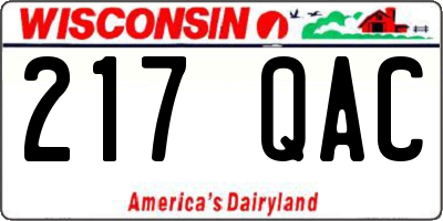 WI license plate 217QAC