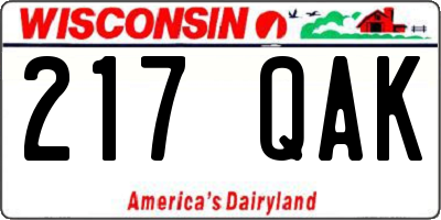WI license plate 217QAK