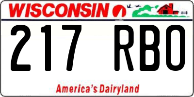 WI license plate 217RBO