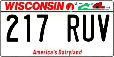 WI license plate 217RUV