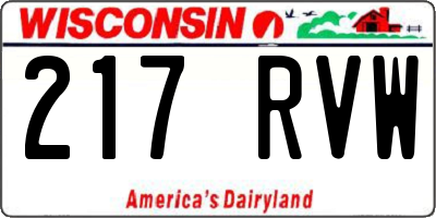 WI license plate 217RVW