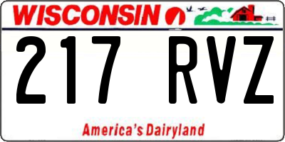 WI license plate 217RVZ