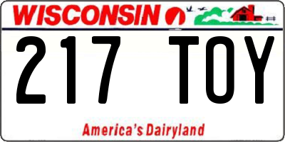 WI license plate 217TOY