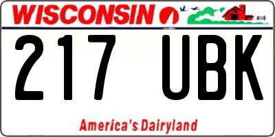 WI license plate 217UBK