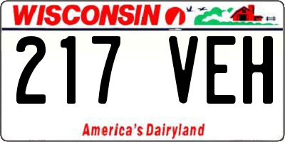 WI license plate 217VEH