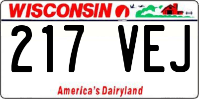 WI license plate 217VEJ