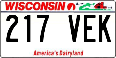 WI license plate 217VEK