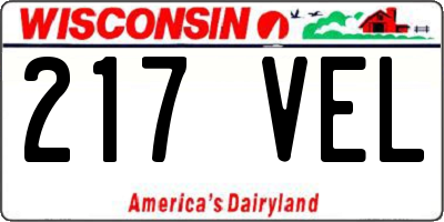WI license plate 217VEL