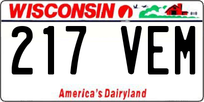 WI license plate 217VEM