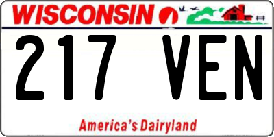 WI license plate 217VEN