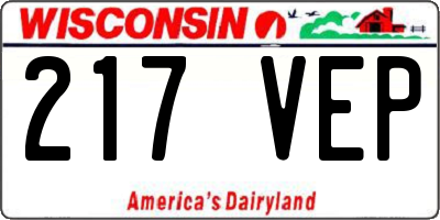 WI license plate 217VEP