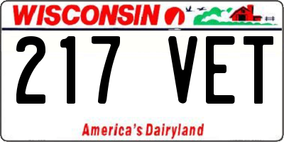 WI license plate 217VET