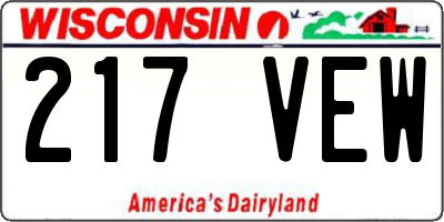 WI license plate 217VEW