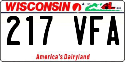 WI license plate 217VFA