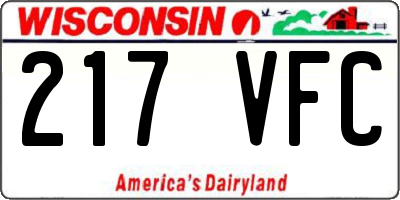 WI license plate 217VFC
