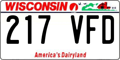 WI license plate 217VFD