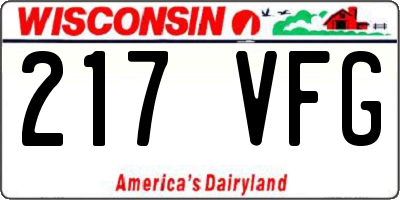WI license plate 217VFG