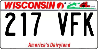 WI license plate 217VFK