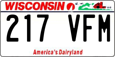 WI license plate 217VFM