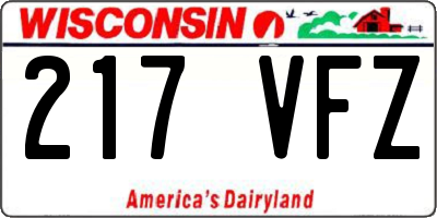WI license plate 217VFZ