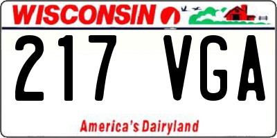 WI license plate 217VGA