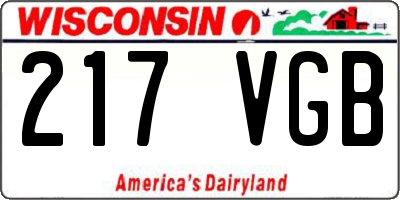 WI license plate 217VGB