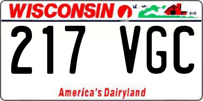 WI license plate 217VGC