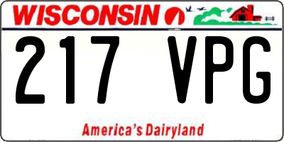 WI license plate 217VPG