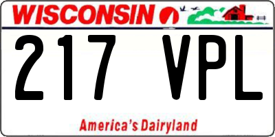 WI license plate 217VPL