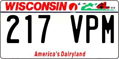 WI license plate 217VPM