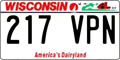 WI license plate 217VPN