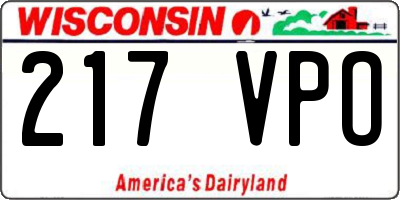 WI license plate 217VPO