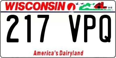 WI license plate 217VPQ