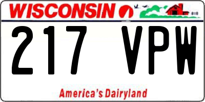 WI license plate 217VPW