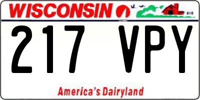WI license plate 217VPY