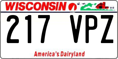 WI license plate 217VPZ