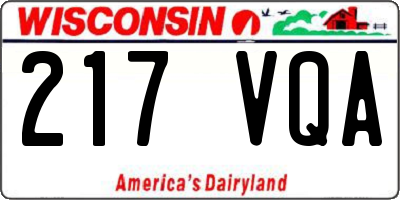 WI license plate 217VQA